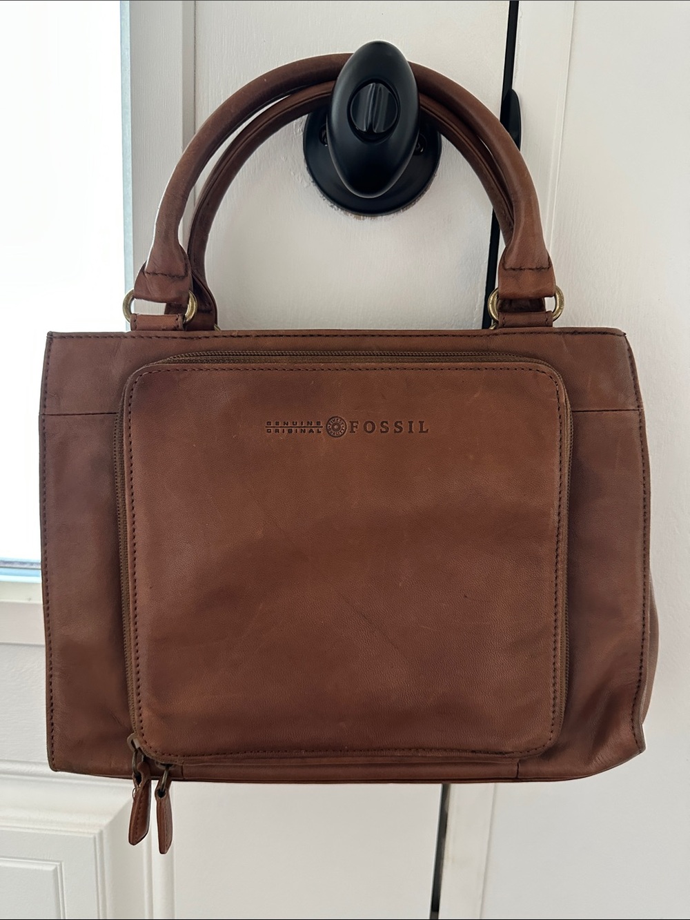 Fossil Vintage Brown Leather Top-Handle Satchel